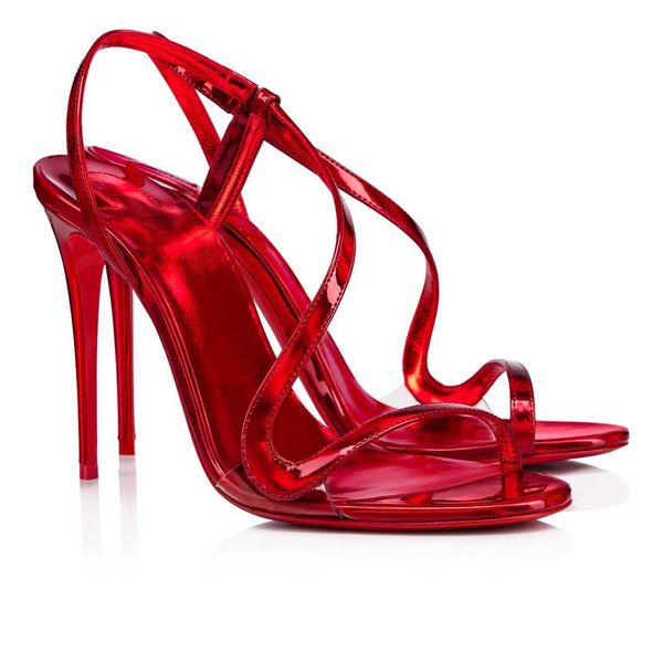 

with box designer christians shoes summer womens ss pumps sandals fashion rosalie 100 mm paris ladies reds black nude leather peep hl