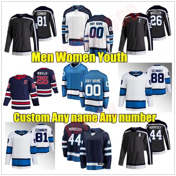 

#27 nikolaj ehlers reverse retro hockey jersey #26 blake wheeler 81 kyle connor mark scheifele pierre-luc dubois nate schmidt dale hawerchuk, Black;red