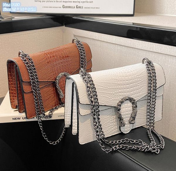 

factory wholesale ladies shoulder bags 8 colors flip retro leather handbag classic crocodile pattern women chain bag street personalized emb