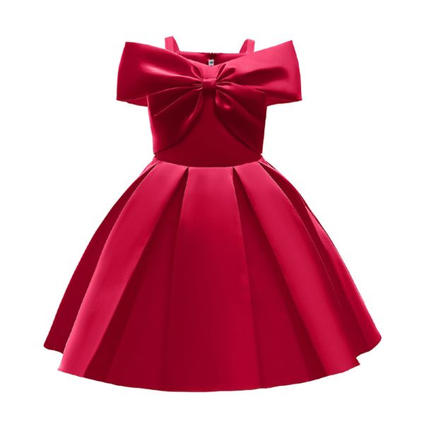 

girls princess dress children's sling skirt bow elegant wedding birthday party formal baby dresses christmas gifts, Red;yellow