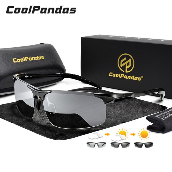 

sunglasses aluminum rimless pochromic men polarized day night driving glasses chameleon antiglare gafas de sol hombre 230202, White;black