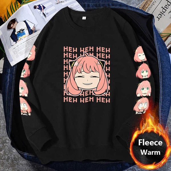 

women's hoodies sweatshirts spy x family hoodie anime women cartoon print sweatshirt men hip hop harajuku fleece kawaii anya forger coa, Black