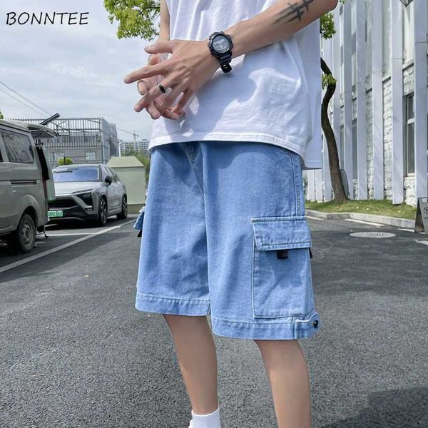 

men's shorts cargo men summer denim casual trendy thin korean style knee-length large size loose students joggers all-match fashion y23, White;black