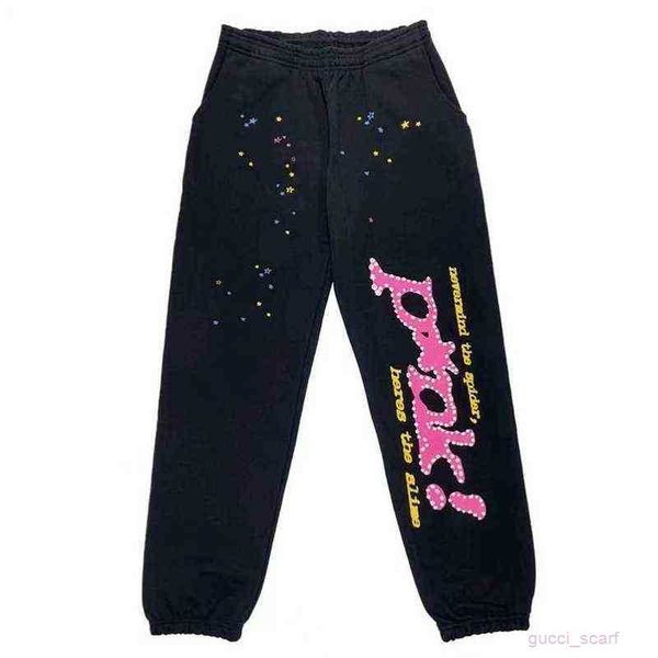 

puff spider web 555555 sweatpants men heavy fabric sp5der pants joggers drawstring women trousers clothing t220803, Black