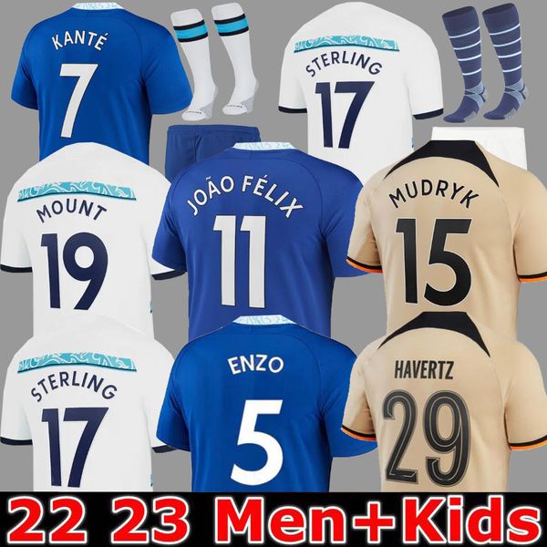 

22 23 cfc soccer jerseys pulisic mount joao felix havertz sterling 2022 2023 football shirt men kids koulibaly kante uniform fofana t. silva, Black;yellow