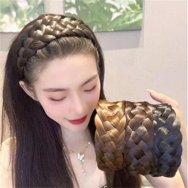 

wide twist wig headbands for women wide fishbone braids hairbands handmade head hoop hair styling headwear accessories gift gc1881, Silver
