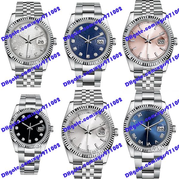 

6 model high-quality watch 2813 automatic mechanical watch 36mm black diamond dial 116234 women's pink watches stainless steel strap sa, Slivery;brown