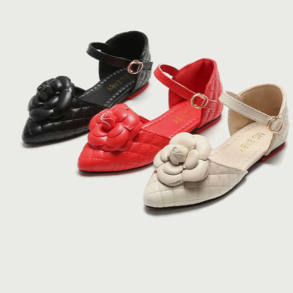 

kids girl princess 2022 spring summer children fashion casual shoes pointed toe flower girls sandals csh1254 0202, Black;red