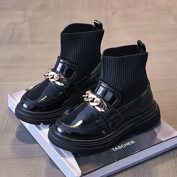 

sneakers children fur short ankle boots toddlers girls pu leather shoes sping baby flats fashion outwear platform 210y size 2236 230202, Black;red