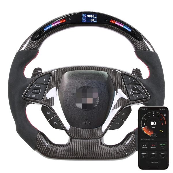 

auto parts led racing steering wheel for corvette c7 carbon fiber car driving wheel