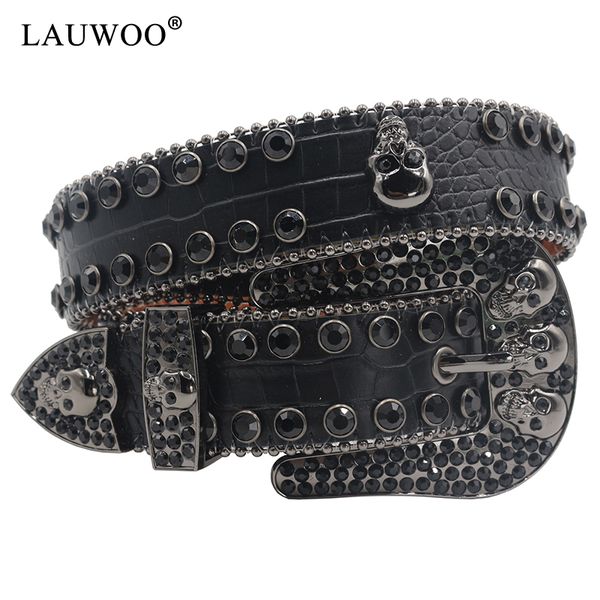 

belts luxury strap men women for jean western cowgirl cowboy crystal pin buckle fashion diamond studded 230202, Black;brown