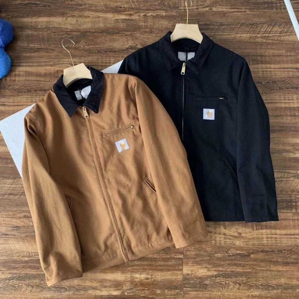 

autumn mens zipper jacket designer jackets american work clothes men women lapel pocket coat fashion cardigan coats, Black;brown