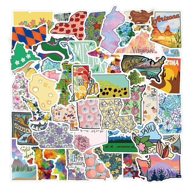 

50 pcs us state stickers pack vinyl usa state travel stickers fe057