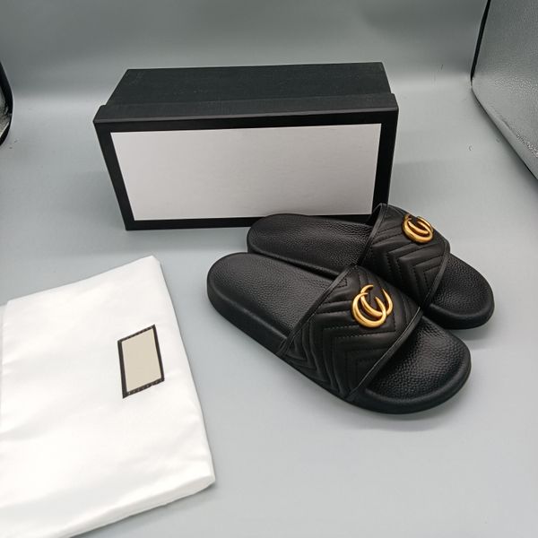 

designer slides women man slippers luxury sandals brand sandals real leather flip flop flats slide casual shoes sneakers boots by fen 009, Black