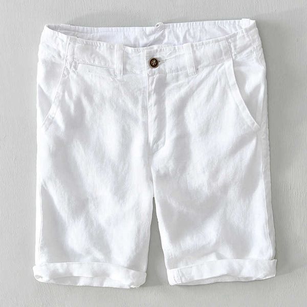 

men's shorts summer new men clothing 5 colors casual flax white lightweight loose breathable fashion solid color bermuda beach y2302, White;black