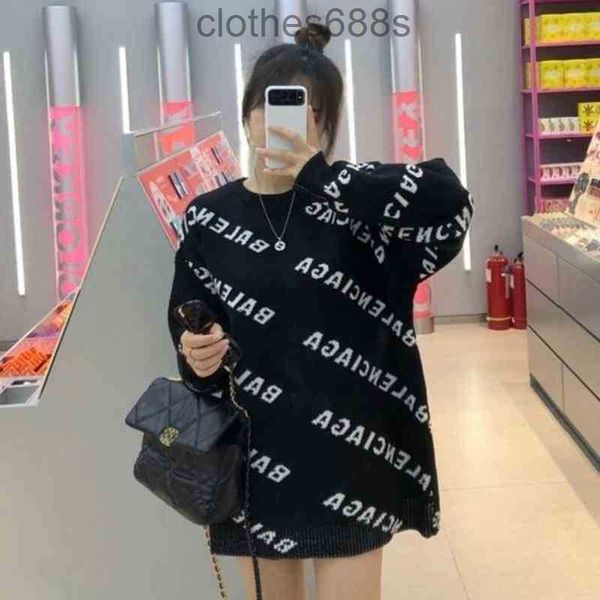 

designer men's sweaters sweaters balencigss men's 2023 hoodies paris women's loose dress jacquard letter medium long thickene, White;black