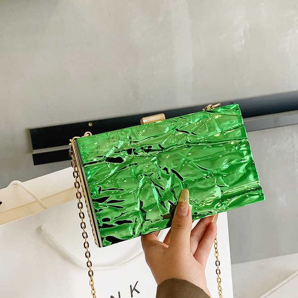 

unique ice crack acrylic box bags female laser women pvc chain handbags and purses party evening shoulder crossbody 230202