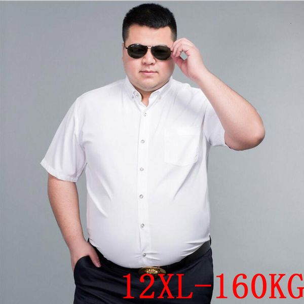 

men's dress shirts men short sleeve big shirt large size 10xl 11xl 12xl business office comfortable summer lapel white shirt 8xl 9xl 23, White;black