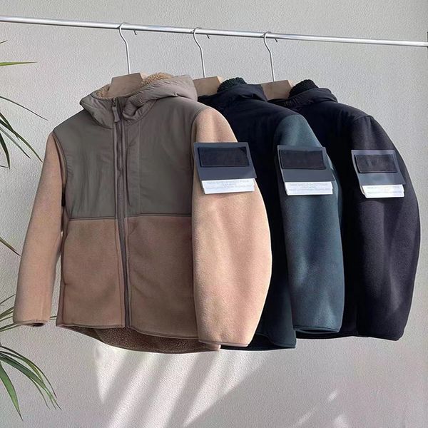 

brand jackets toney autumn and winter anti-wool lambskin hooded plush mens warm fleece jacket size m-2xl, Black;brown
