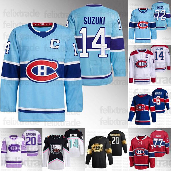 

2023 new reverse retro montreal jersey 14 nick suzukijuraj canadiens slafkovsky kirby dach christian dvorak jake evans sean monahan kaiden g, Black;red