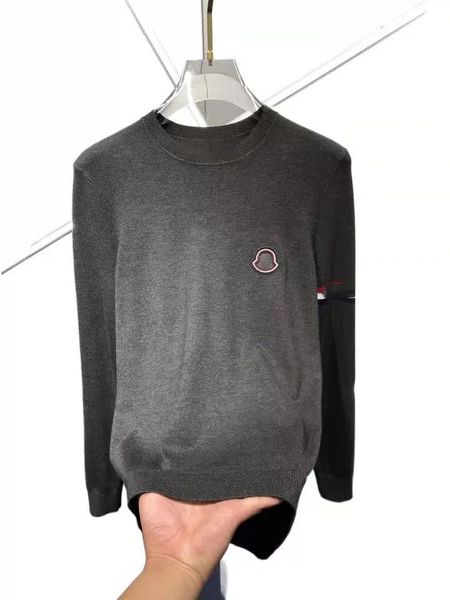 

men's hoodies & sweatshirts knitwear embroidered simple long-sleeved sweater embroidered label round neck bottoming shirt micro-elastic, Black