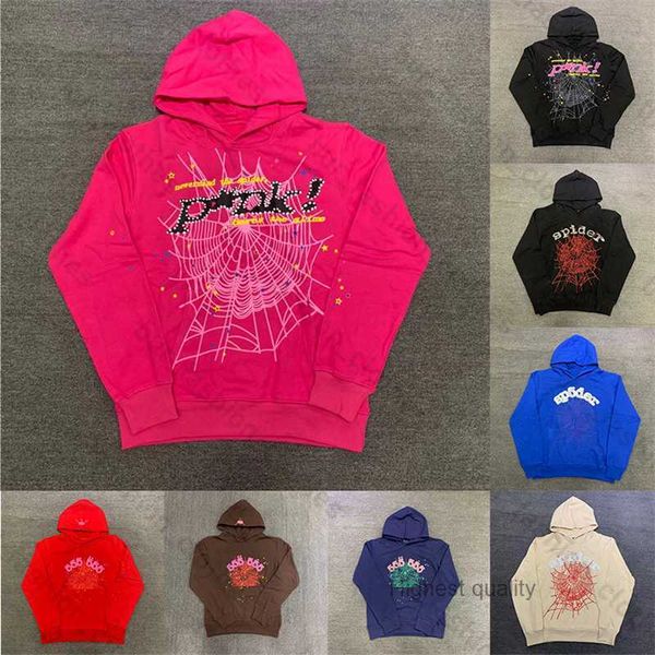 

pullover red sp5der young thug 555555 angel hoodies men shoe printing spider web sweatshirts1, Black