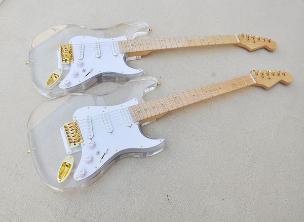

6 strings acrylic electric guitar with led lights,maple fretboard,customizable
