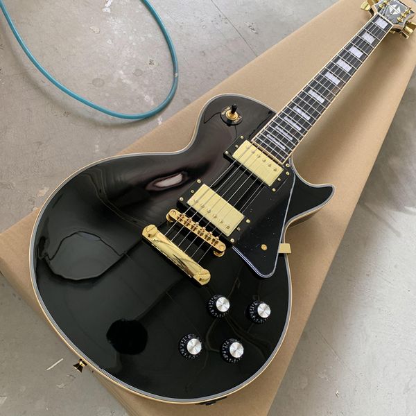 

black beauty electric guitar, rosewood fingerboard, frets edge binding,gold hardware