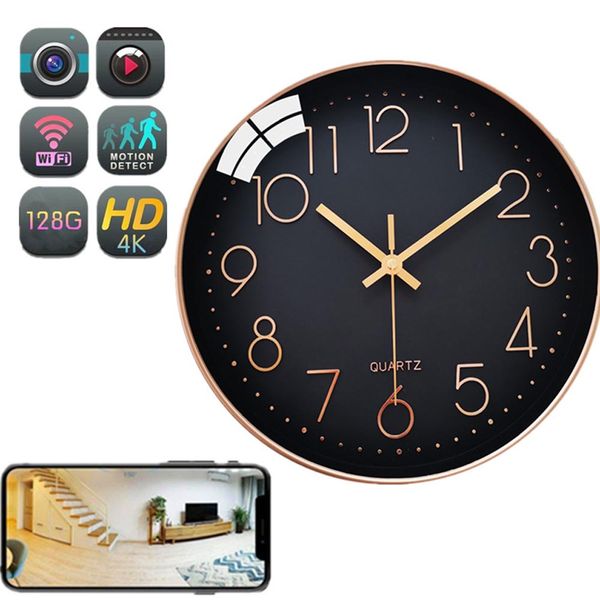 

wifi wall clock hd 1080p wireless pinhole camera alarm clock for home security nanny cam support ios/android/pc remote real-time video alarm