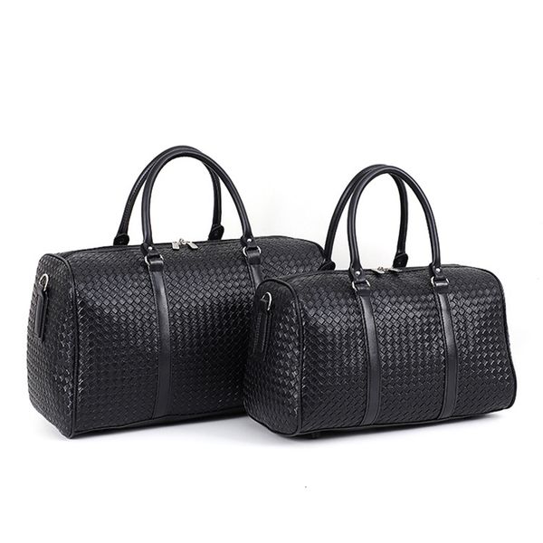 

duffel bags woven travel bag large capacity pu leather handbags black men's and women's crossbody short trip luggage tote 230202
