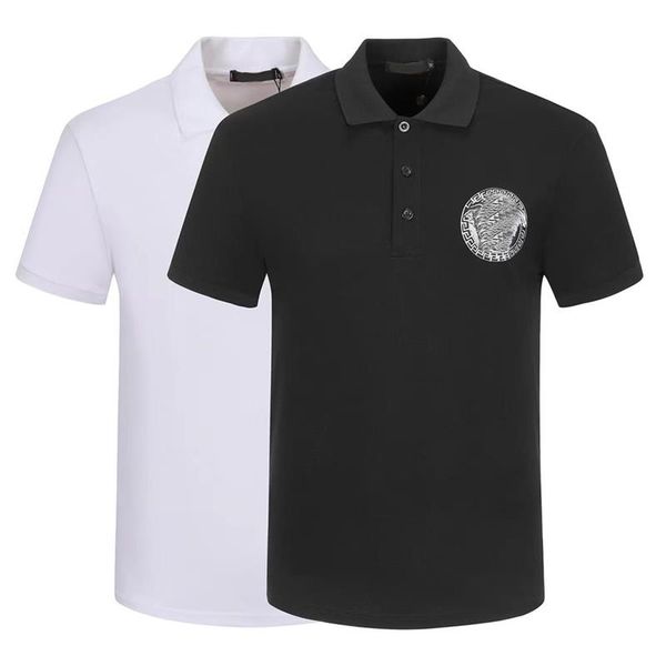 

2023designer men's tee new cotton crease resistant breathable t-shirt lapel commercial fashion casual print high-end polo short sleeve, White;black