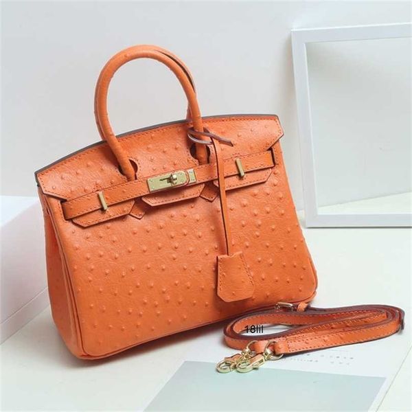 

designer birkin herme bags womens bag 2022 new ostrich pattern large womens hand single shoulder messenger 201v