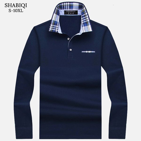 

men's polos shabiqi brand shirt solid long sleeve men autumn full warm casual pocket cotton 6xl10xl 230202, White;black