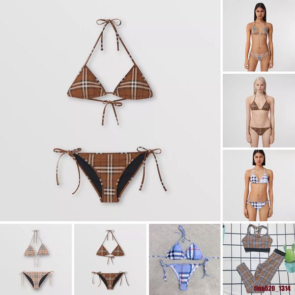 

swimsuit intimates grid bikini set women stripe swimwear bathing suits sexy, White