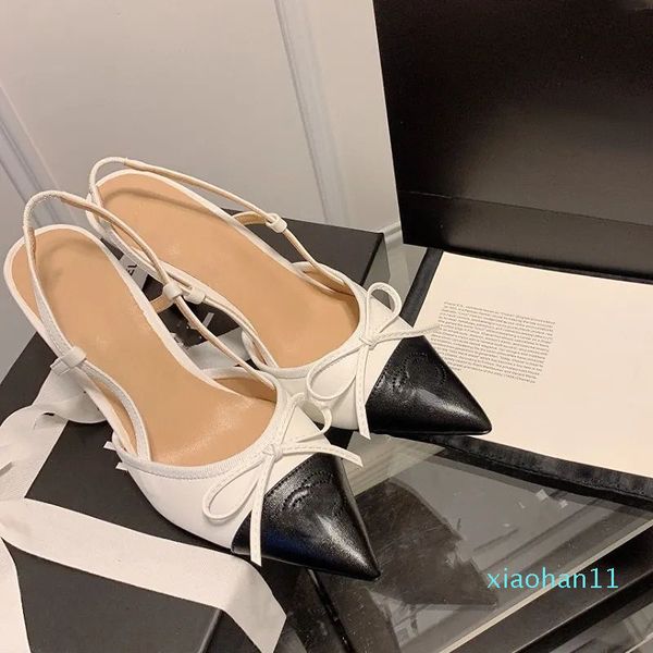 

kitten heels bowknot sandals summer women's designer shoes pointed toes88, Black