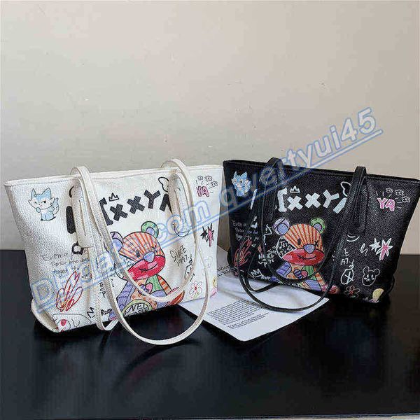 

qwertyui45 totes classical cartoon design tote bag high capacity leather handbags for women brand lady travel shoulder bags 020223h