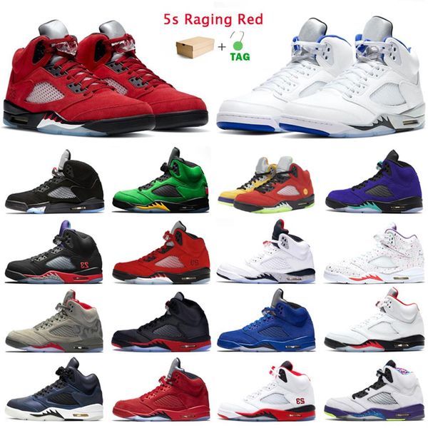 

5s raging red mens basketball shoes jumpman 5 hyper royal og black metallic white cement men trainers outdoor sports sneakers with304i