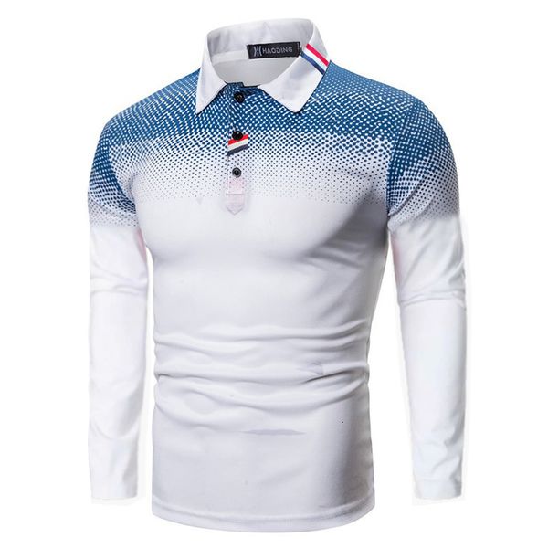 

men's polos spring and autumn print longsleeved lapel tshirt thin european size polo shirt 230202, White;black