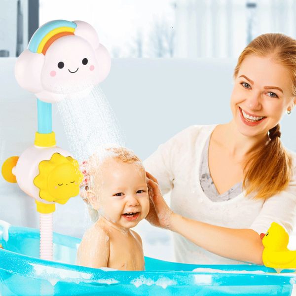 

bath toys children's water spray sunflower shower summer rainbow cloud baby room pool kids 230202