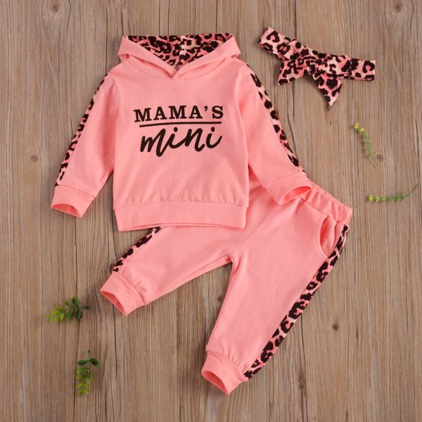 

clothing sets infant born baby girl clothes autumn 3pcs leopard letter hooded sweatshirt pants outfit tracksuit set spring 230202, White
