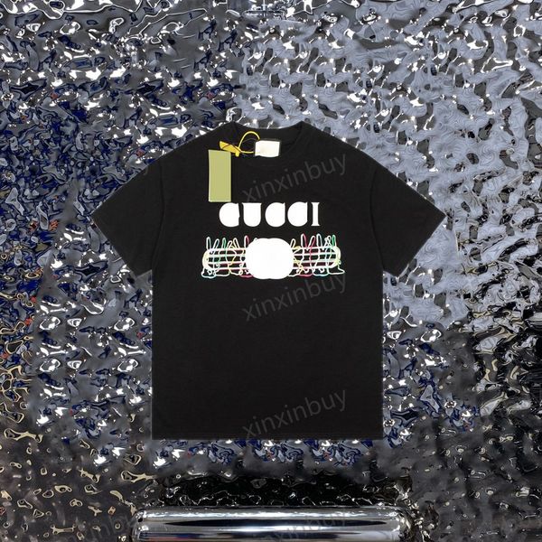 

xinxinbuy men designer tee t shirt 23ss paris rabbit graffiti letters print short sleeve cotton women black gray white xs-xl, Black;brown