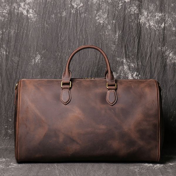 

duffel bags retro crazy horse cowhide male travel outdoor largecapacity handbag zipper multifunction messenger shoulder 230202