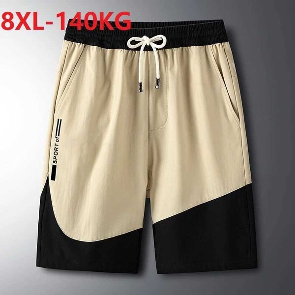 

men's shorts summer men patchwork sports shorts high street wear korea style elasticity large size 6xl 7xl 8xl skateboard pants y2302, White;black