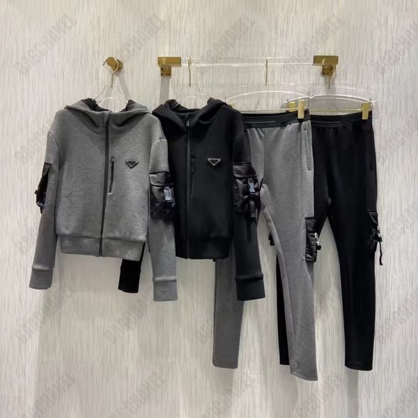 

women tracksuits two pieces sets female hoodie jackets pants with letters side for lady slim jumpers woman tracksuit autunmn spring outwears, Gray