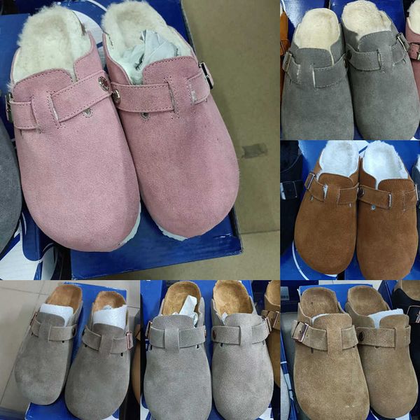 

2023 designer boston summer cork flat slippers fashion leather slide favourite beach sandals casual shoes clogs for women men arizona mayari, Black