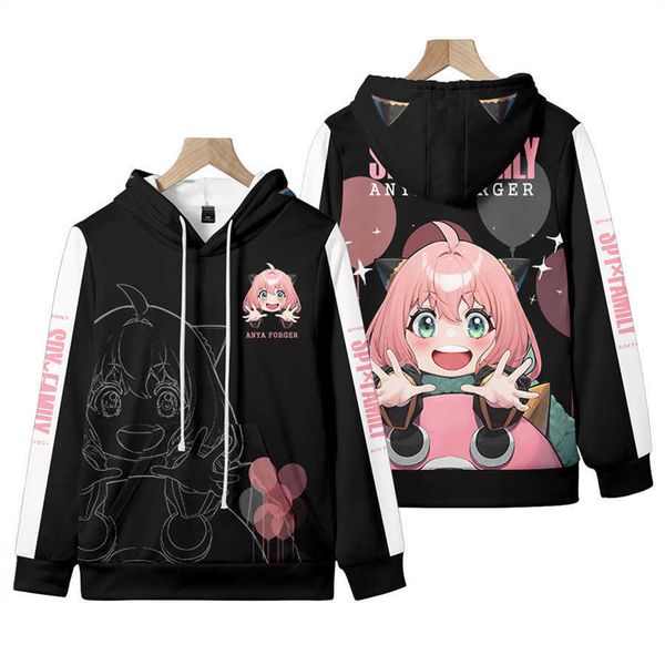 

women's hoodies sweatshirts japan anime spy x family anya forger cosplay 3d teens boys girls cartoon harajuku hoodie y2302, Black