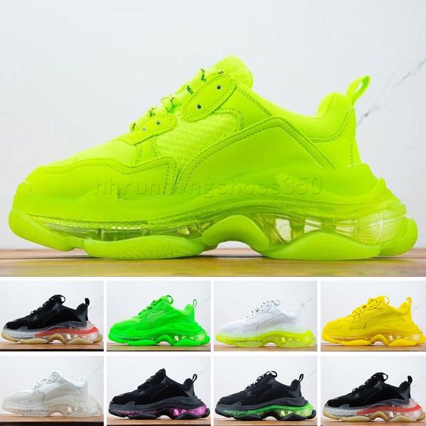 

designer triple s clear sole casual shoes men women sneakers red turquoise neon green paris luxury triple-s black white pink mint crysta bot