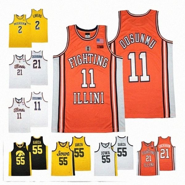 

ncaa illinois fighting illini ayo dosunmu college basketball jerseys kofi cockburn iowa hawkeyes luka garza michigan wolverines isaiah 6bt9#, Black