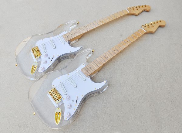 

6 strings acrylic glass electric guitar with maple fetboard,white pickguard,customizable