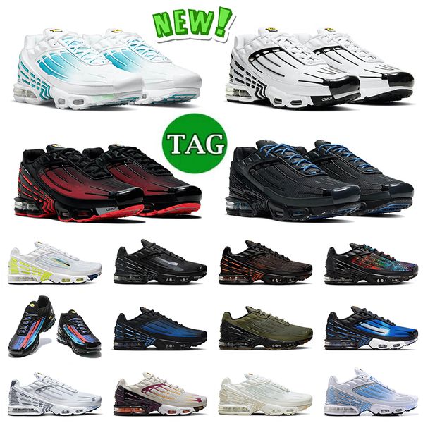 

new tn 3 plus running shoes tns tn3 black white laser blue radiant red spray painted halloween repeat print unity olive obsidian tiger mens, White;red